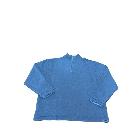 Dark Blue Light Blue Mens Quarter Zip Pullover Reversible Sweater Cotton Size XL - Picture 4 of 7